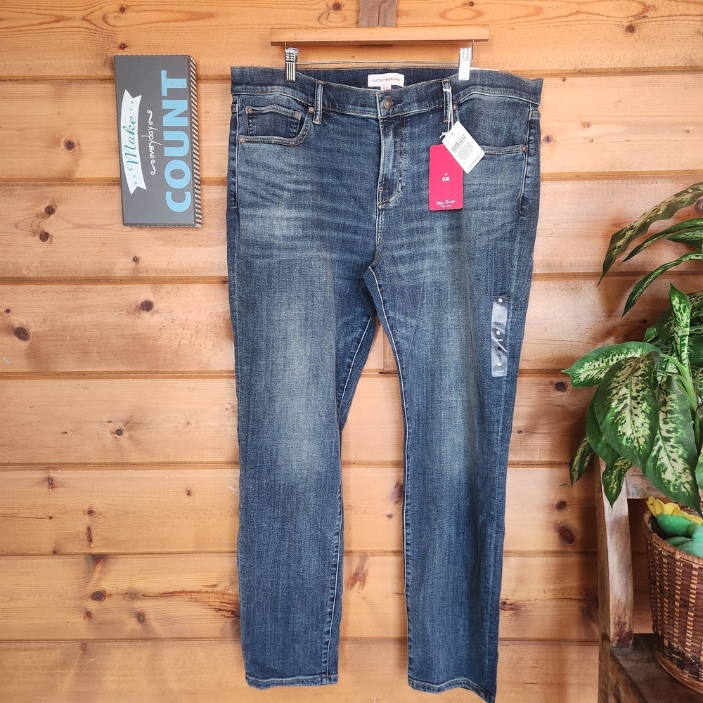 Lucky Brand 110 Slim Jeans Coolmax Med Stone Wash Stretch Denim NWT Preppy Sz 40
